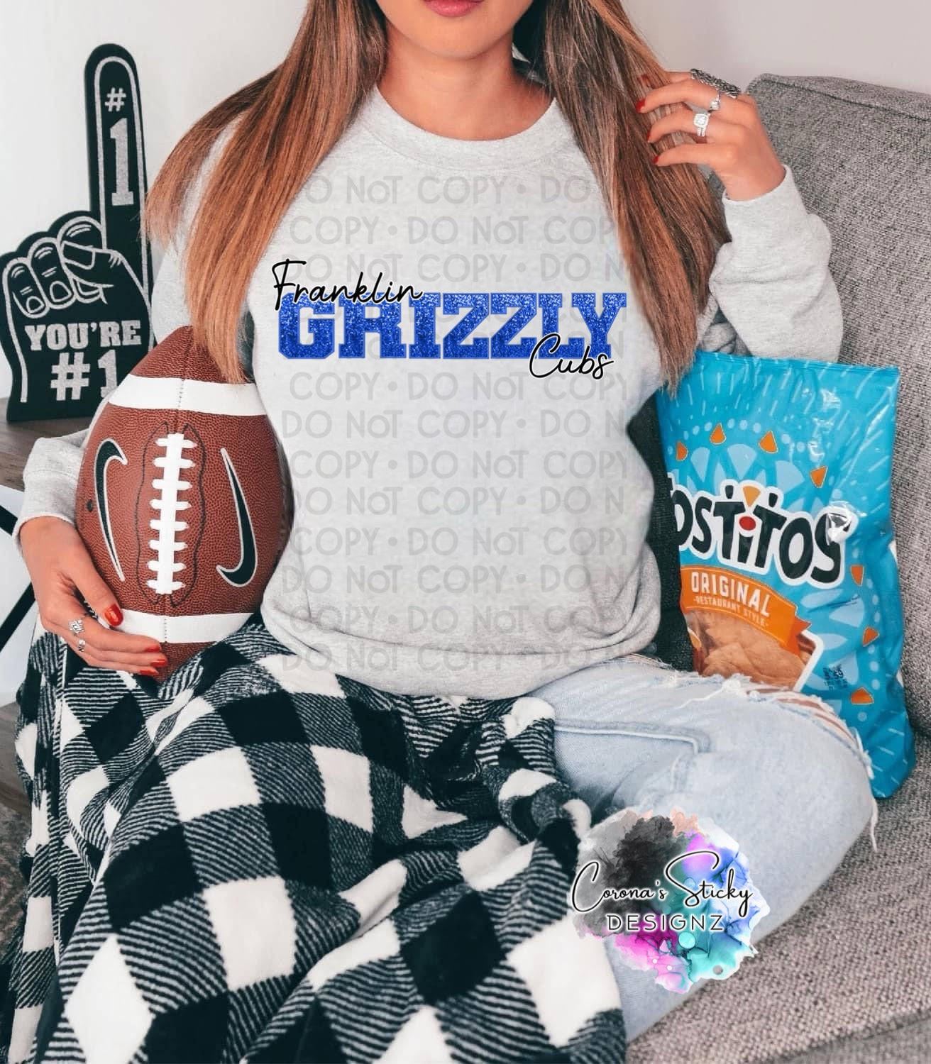 Franklin Grizzly Cubs faux blue glitter