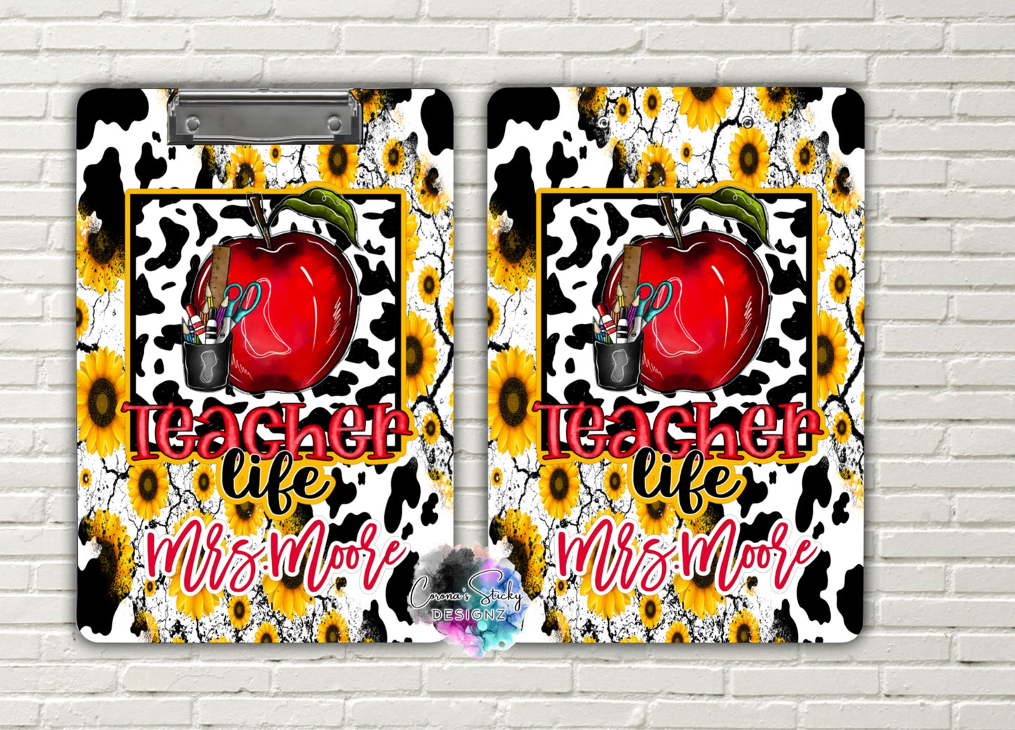 Cow print sunflowers teacher gift teacher's week end of school year gift teacher gift personalized notebook paper doodle letters