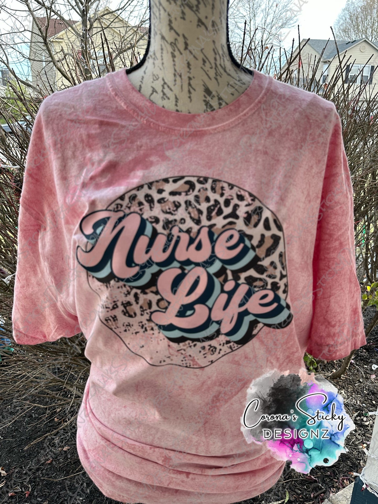 Pink nurse life leopard pink dyed