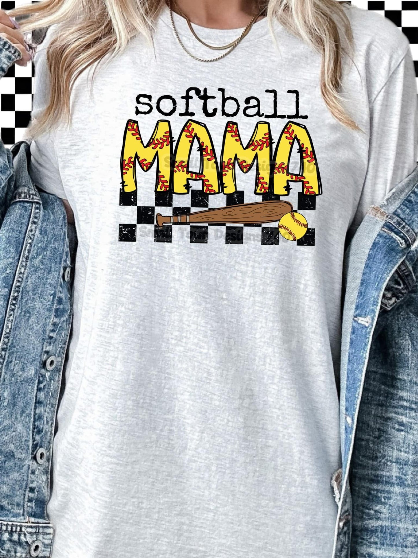 Softball Mama checkered