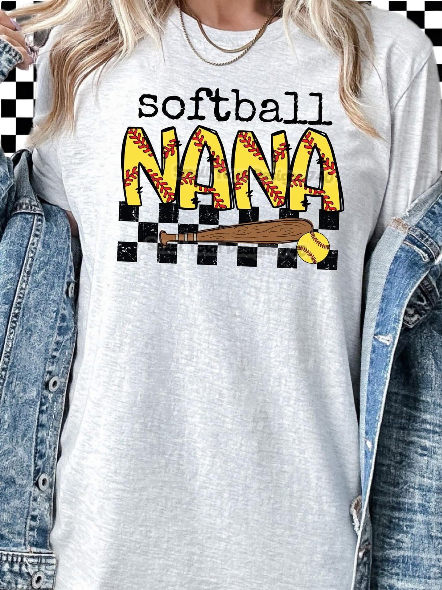 Softball Nana checkered