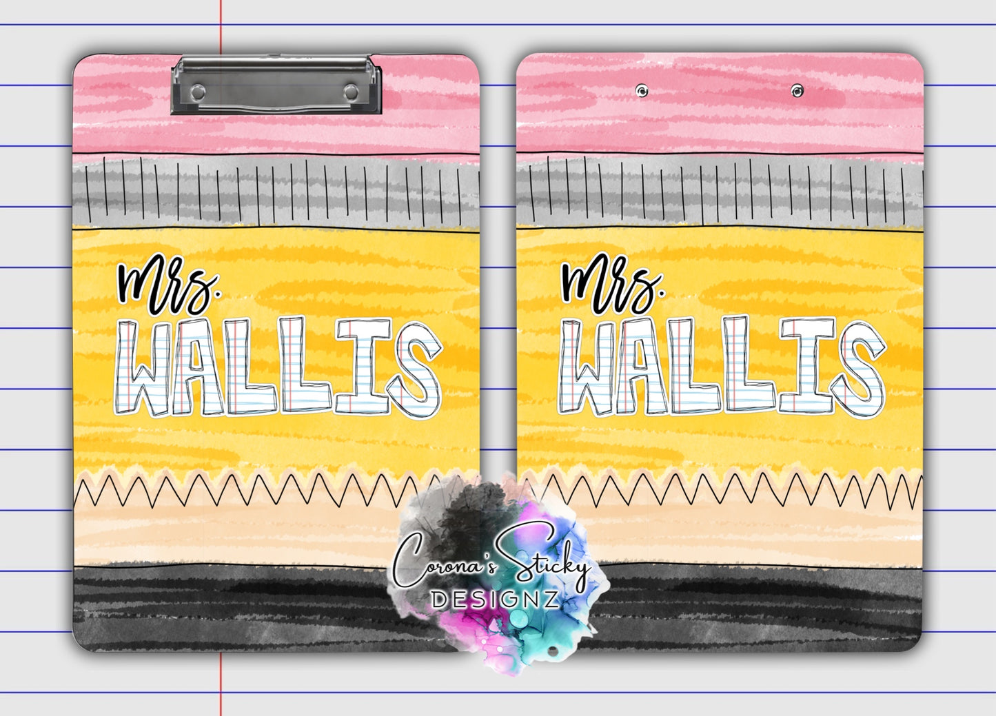 Pencil clipboard gift teacher's week end of school year gift teacher gift personalized notebook paper doodle letters