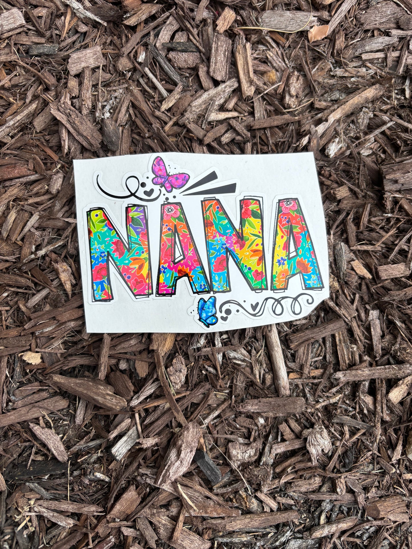 5" Nana floral butterfly decal car laptop UV proof