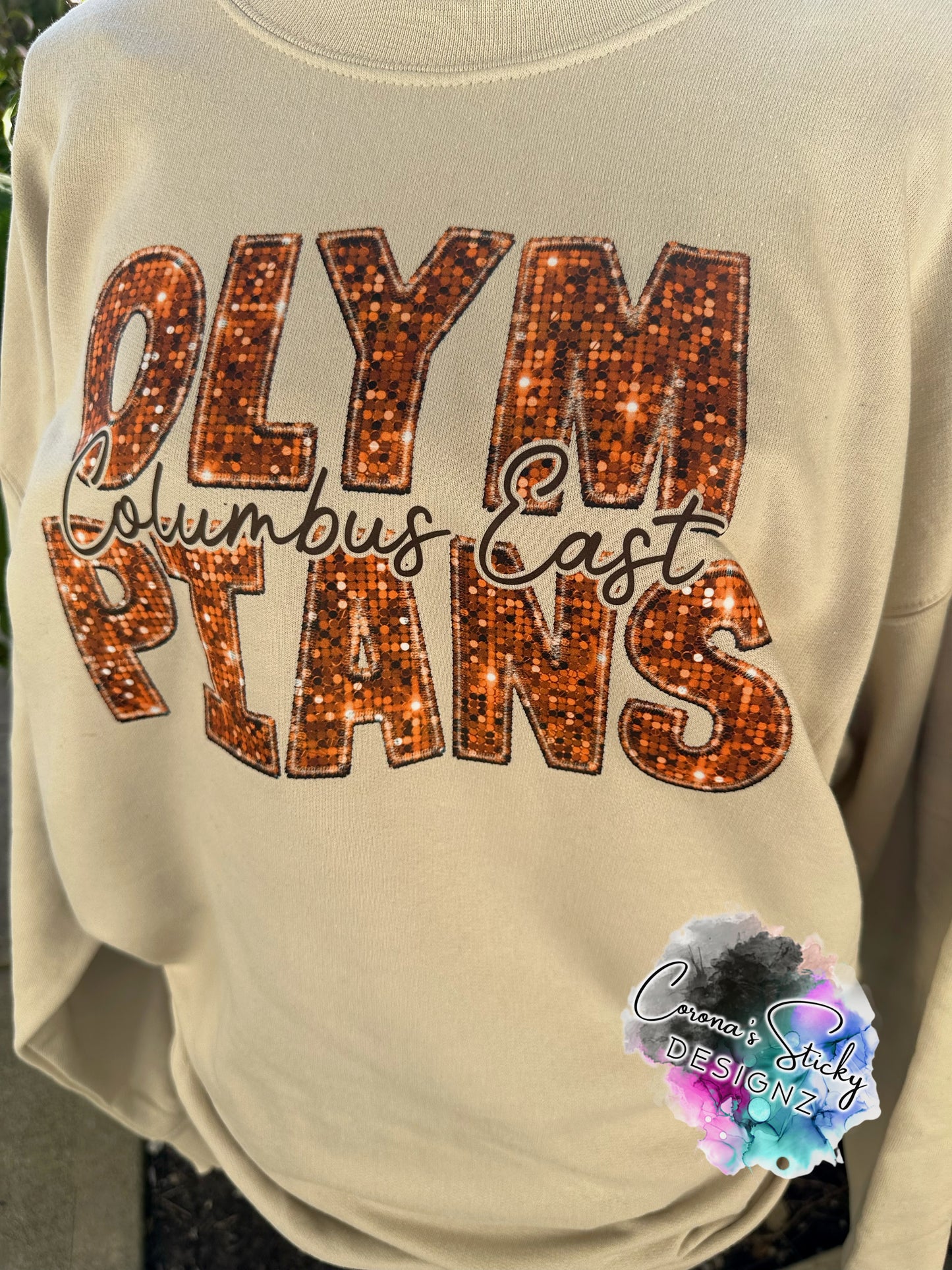 Columbus East Olympians faux sequins customized sweatshirt hoodie t-shirt raglan