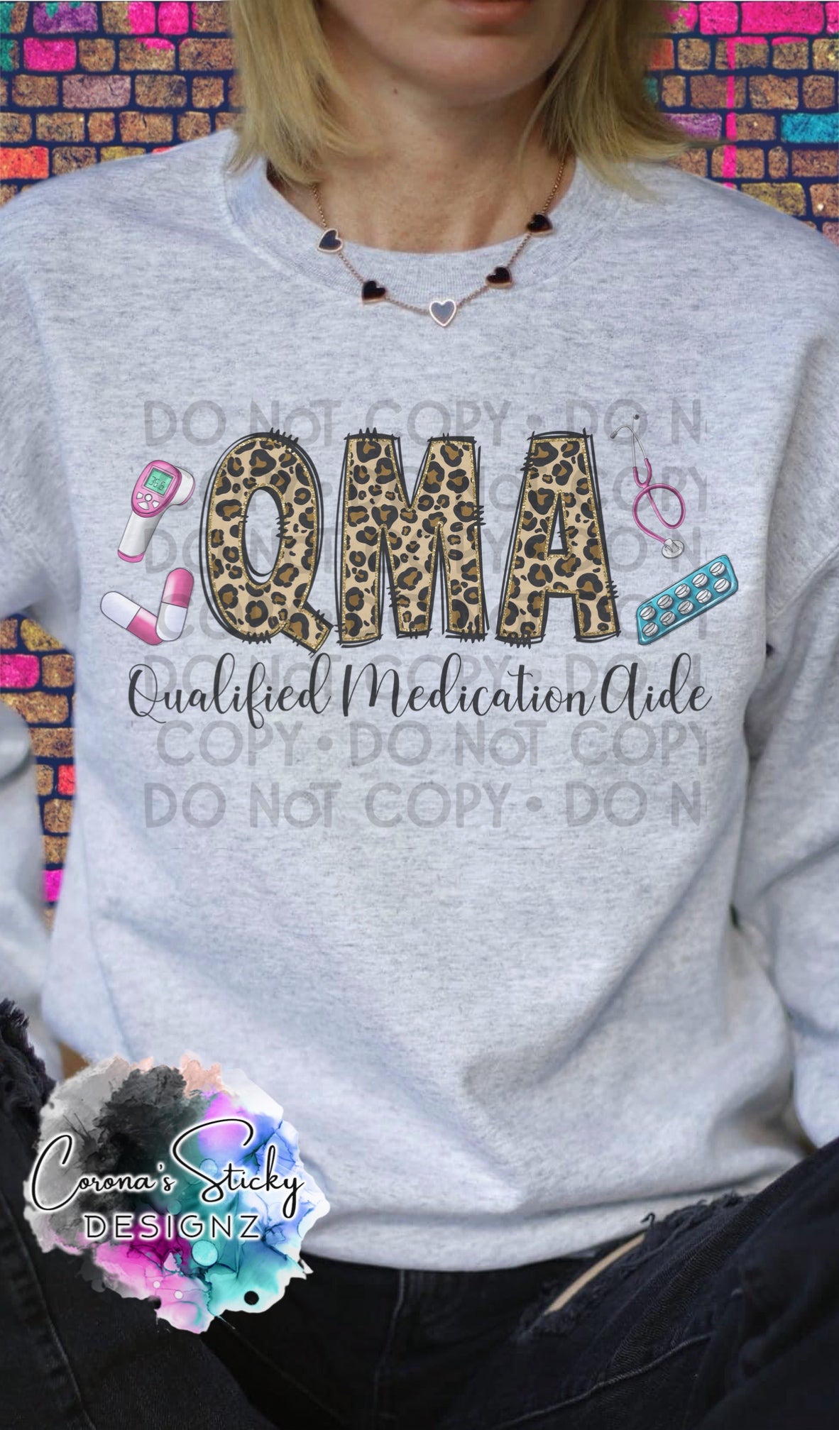 QMA qualified medication aide leopard stethoscope shirt sweatshirt hoodie