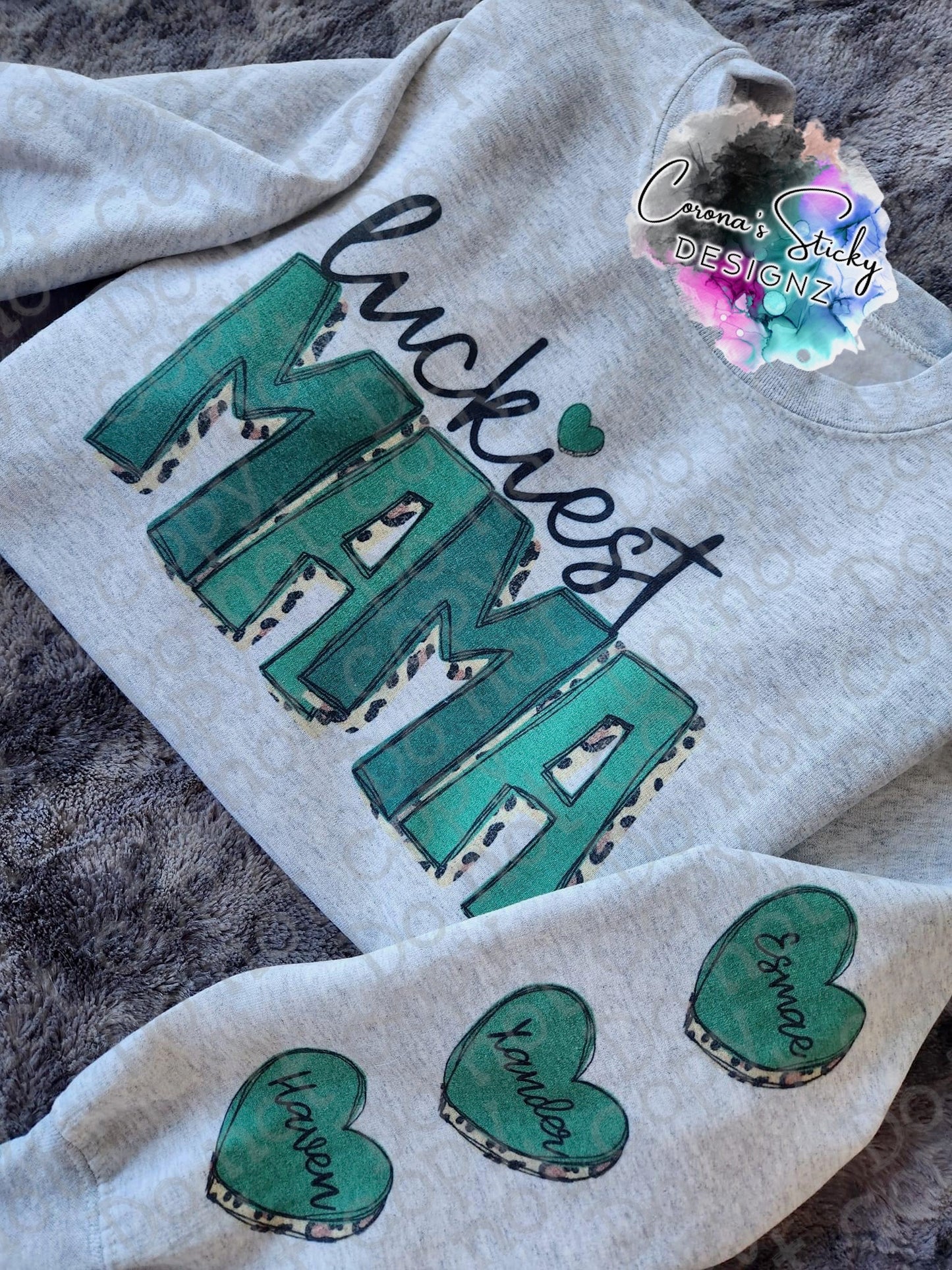 Luckiest Mama customized shamrocks