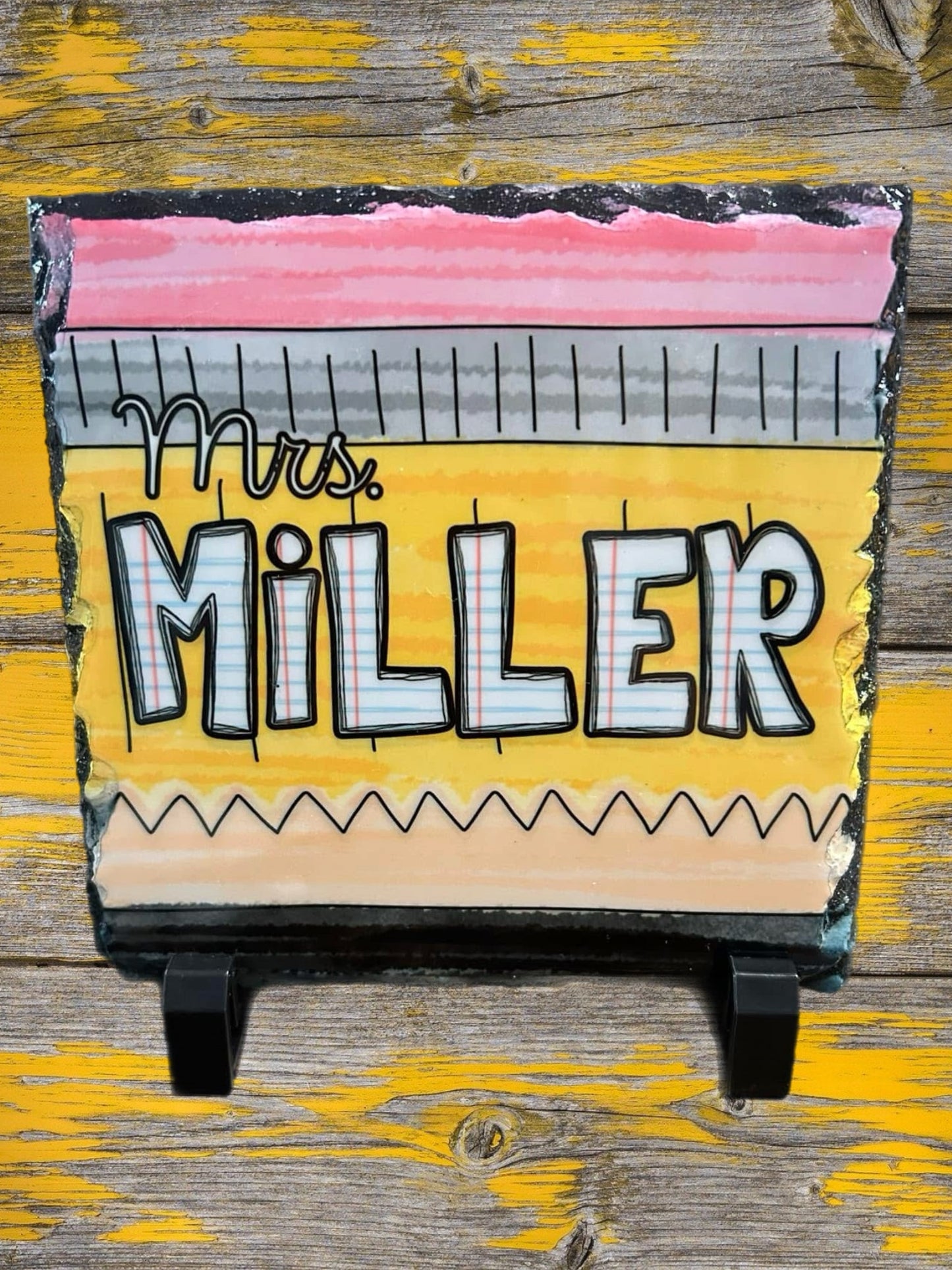 6x6 Stone Teacher pencil sign customized teacher gift teacher's week