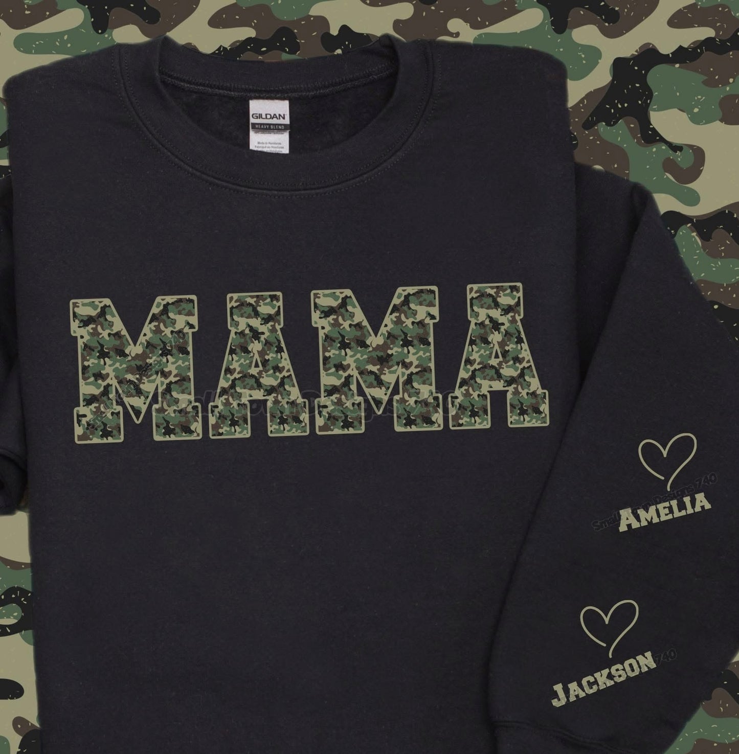 Camo Custom Name and Sleeve Sweatshirt Hoodie Camouflage