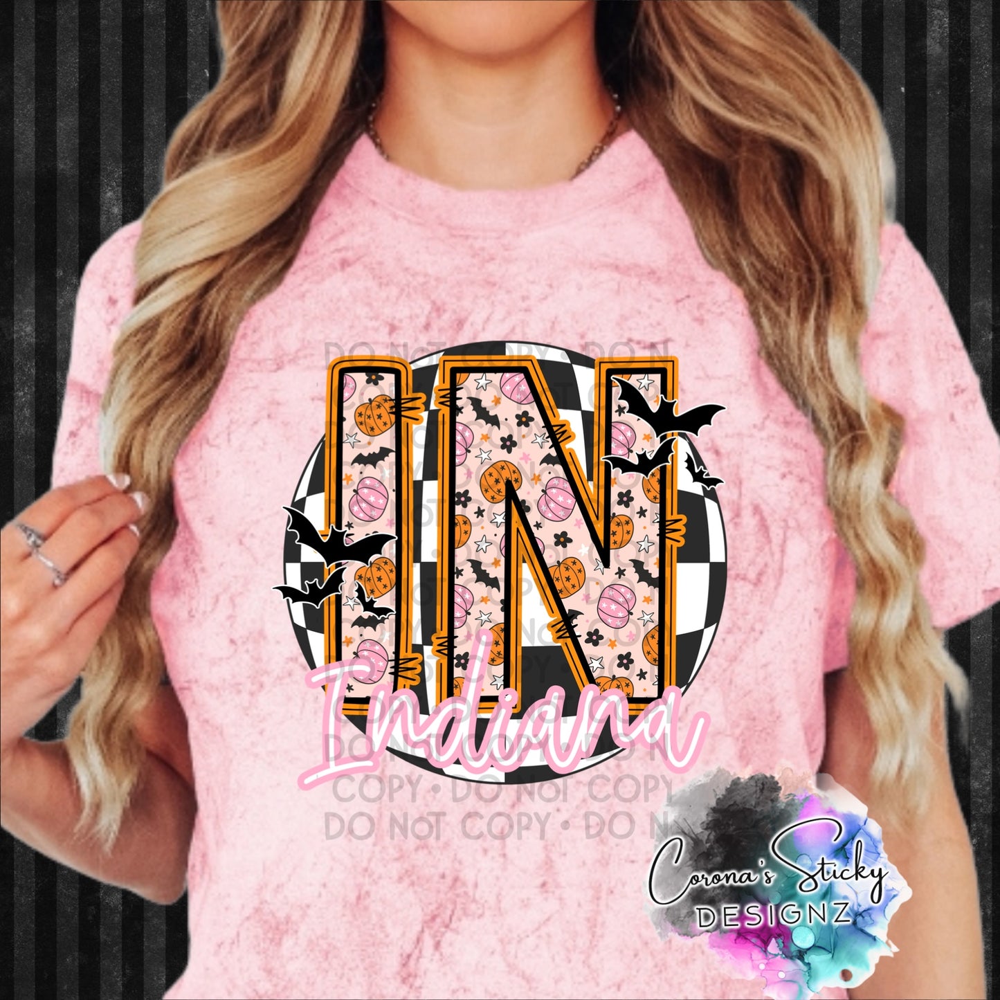 Pink pumpkin bats state t-shirt Indiana edition