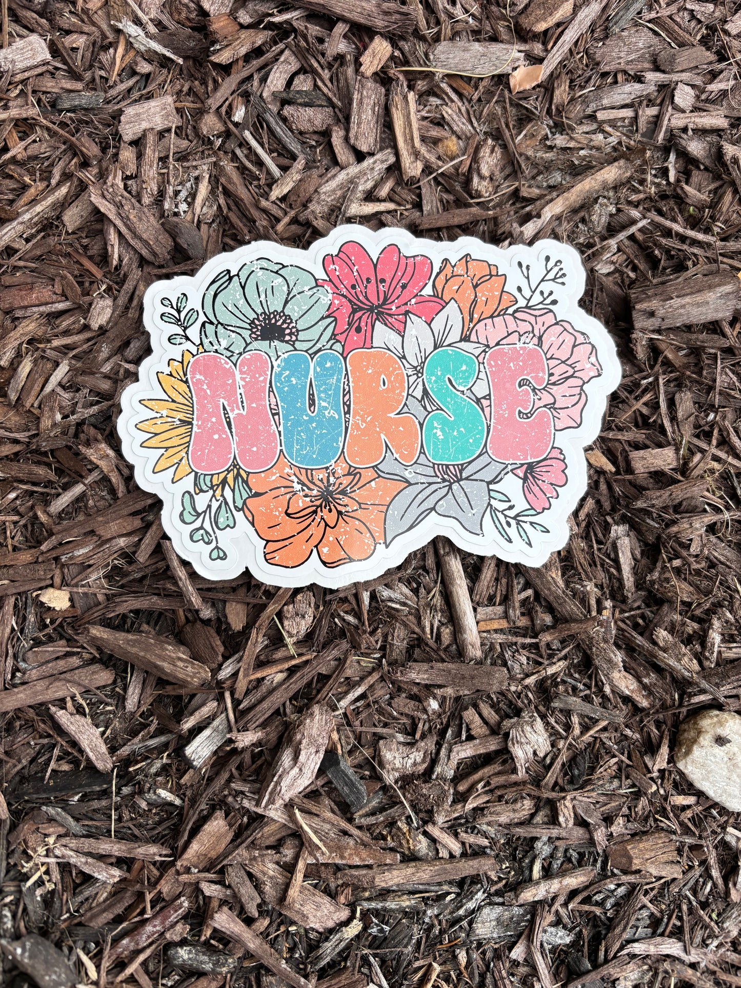 6" Floral nurse decal decal car laptop UV proof