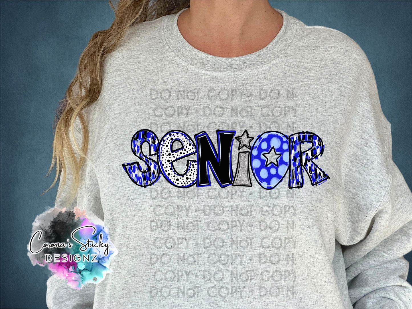 Blue and Black senior tshirt sweatshirt hoodie