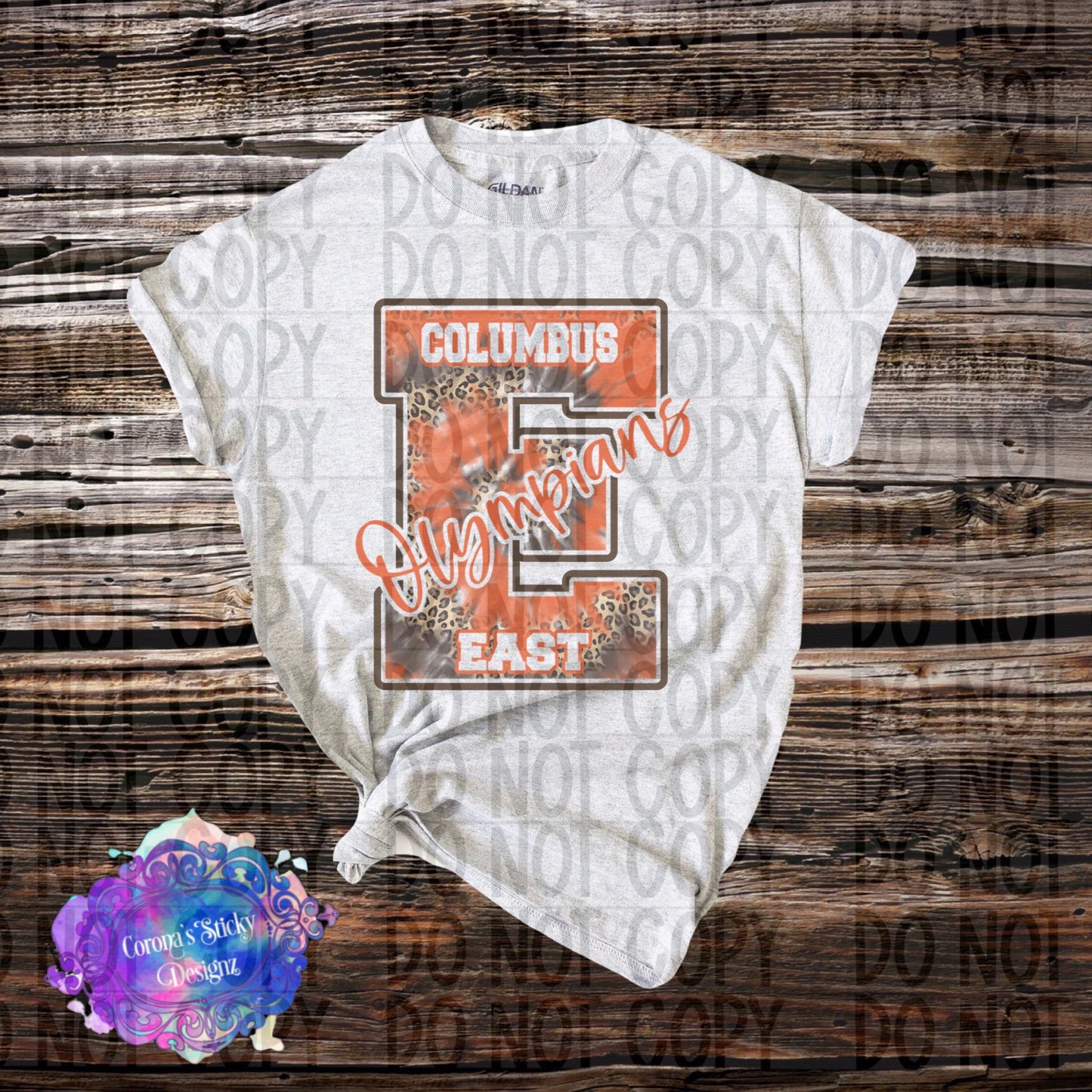 Columbus East Olympians leopard big E tie dye