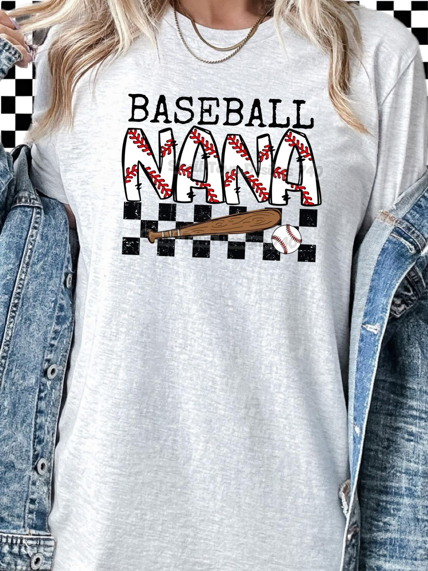 Baseball Nana checkered