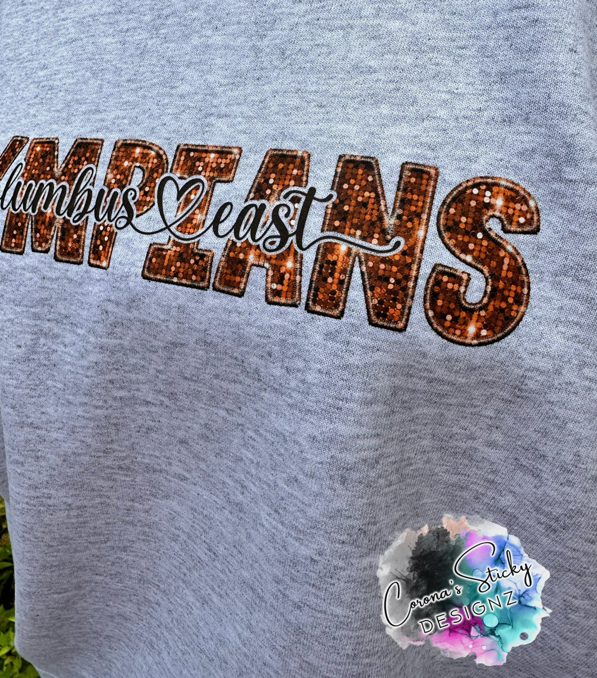 Columbus East Indiana Olympians faux sequins with hearts