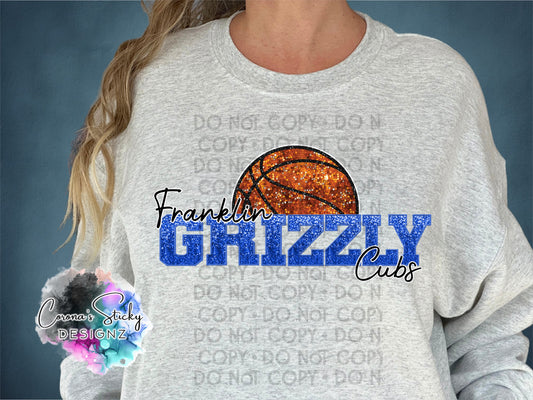 Franklin Grizzly Cubs basketball faux sequin