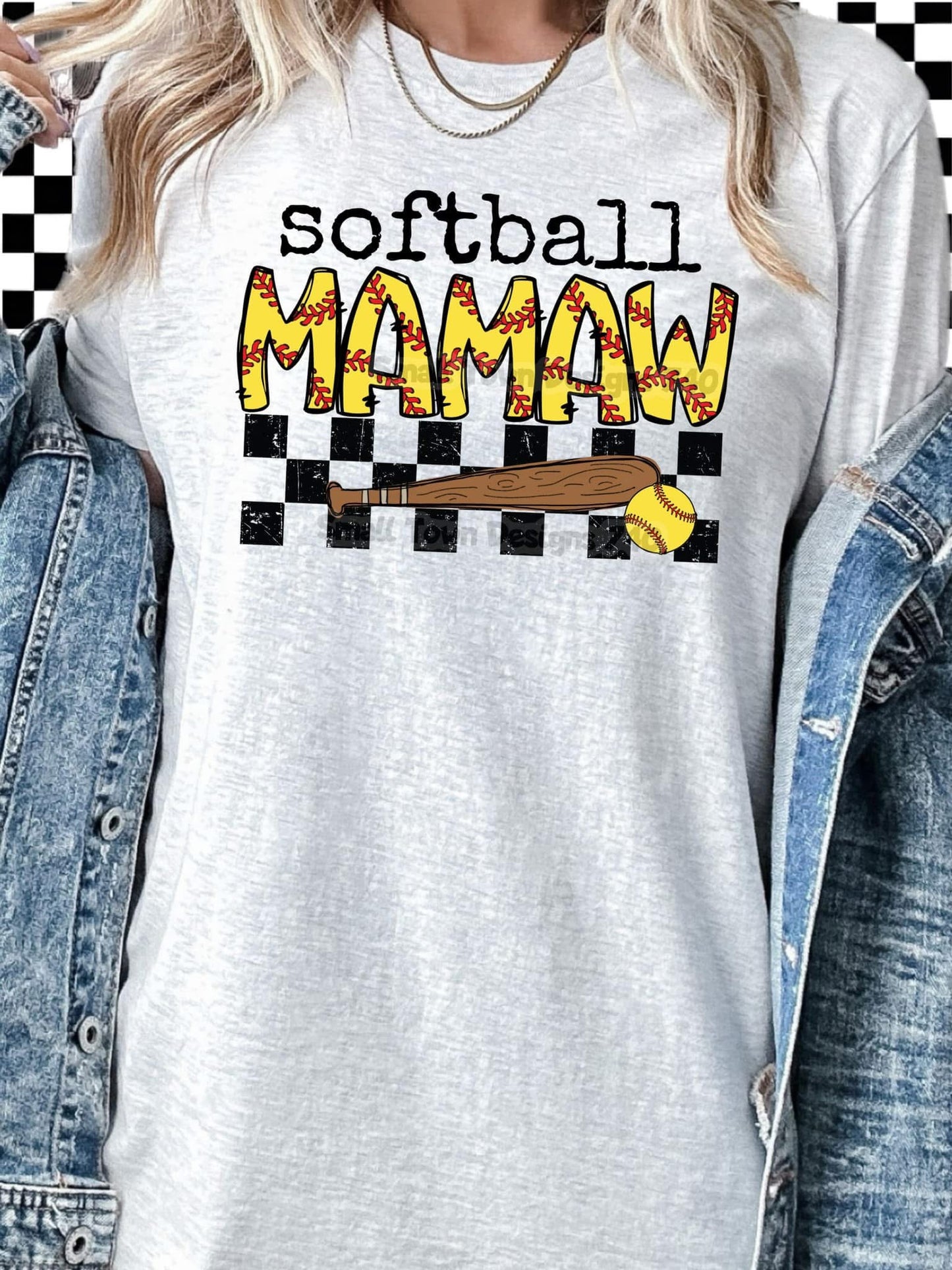 Softball Mamaw checkered