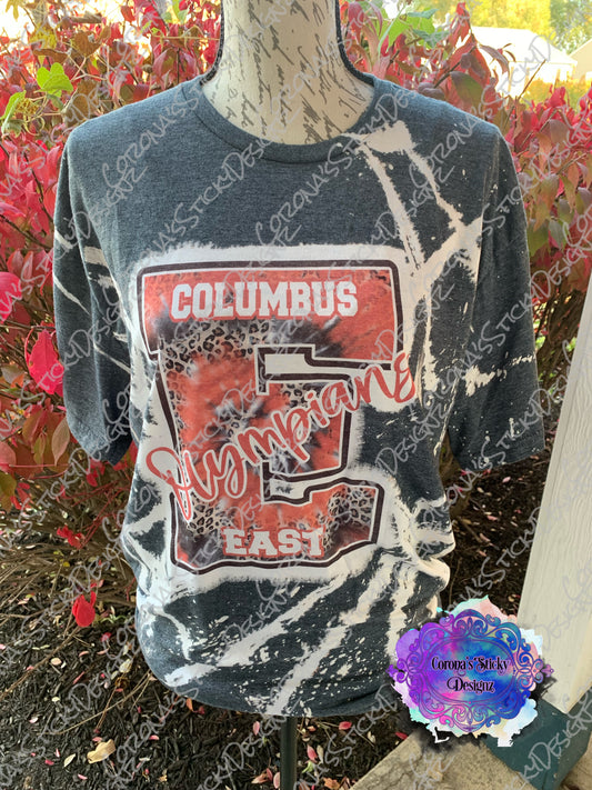 Columbus East Olympians leopard big E tie dye