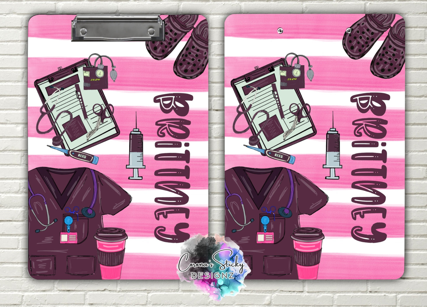 Customized RN nursing clipboard personalized CNA LPN MA CCMA scrubs nursing school nursing student gift custom maroon