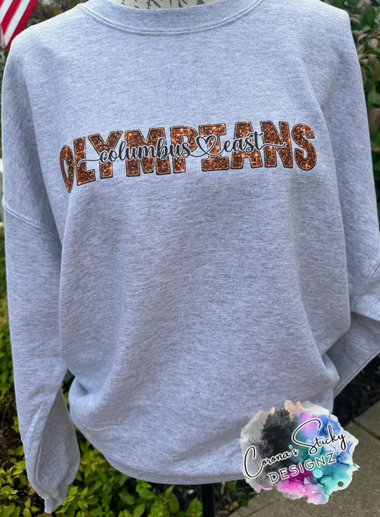 Columbus East Indiana Olympians faux sequins with hearts