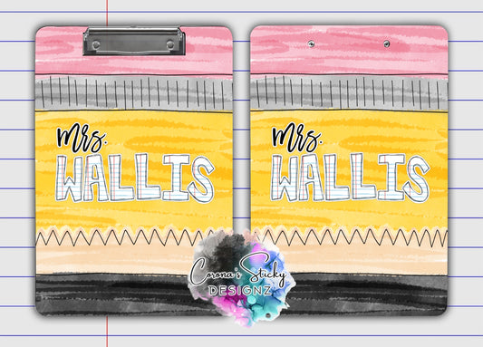 Pencil clipboard gift teacher's week end of school year gift teacher gift personalized notebook paper doodle letters