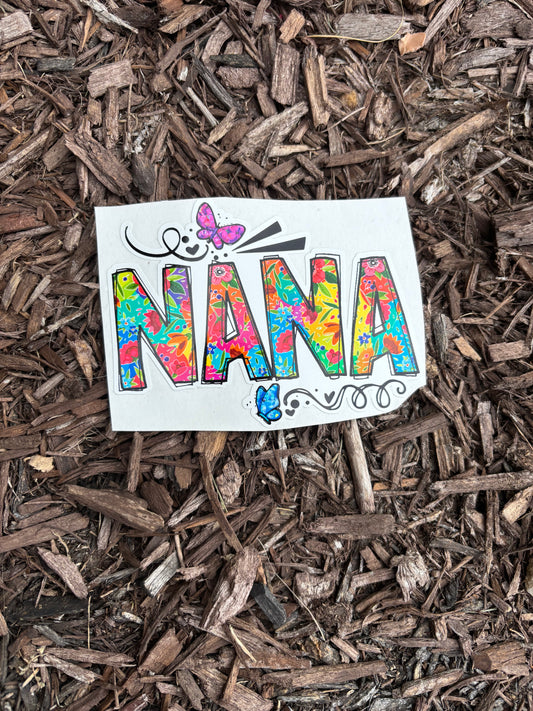 5" Nana floral butterfly decal car laptop UV proof