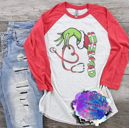 Christmas nurse raglan