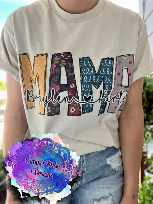 Doodle Warm Floral Customized pick your title Mama Mom Mimi Nana Auntie