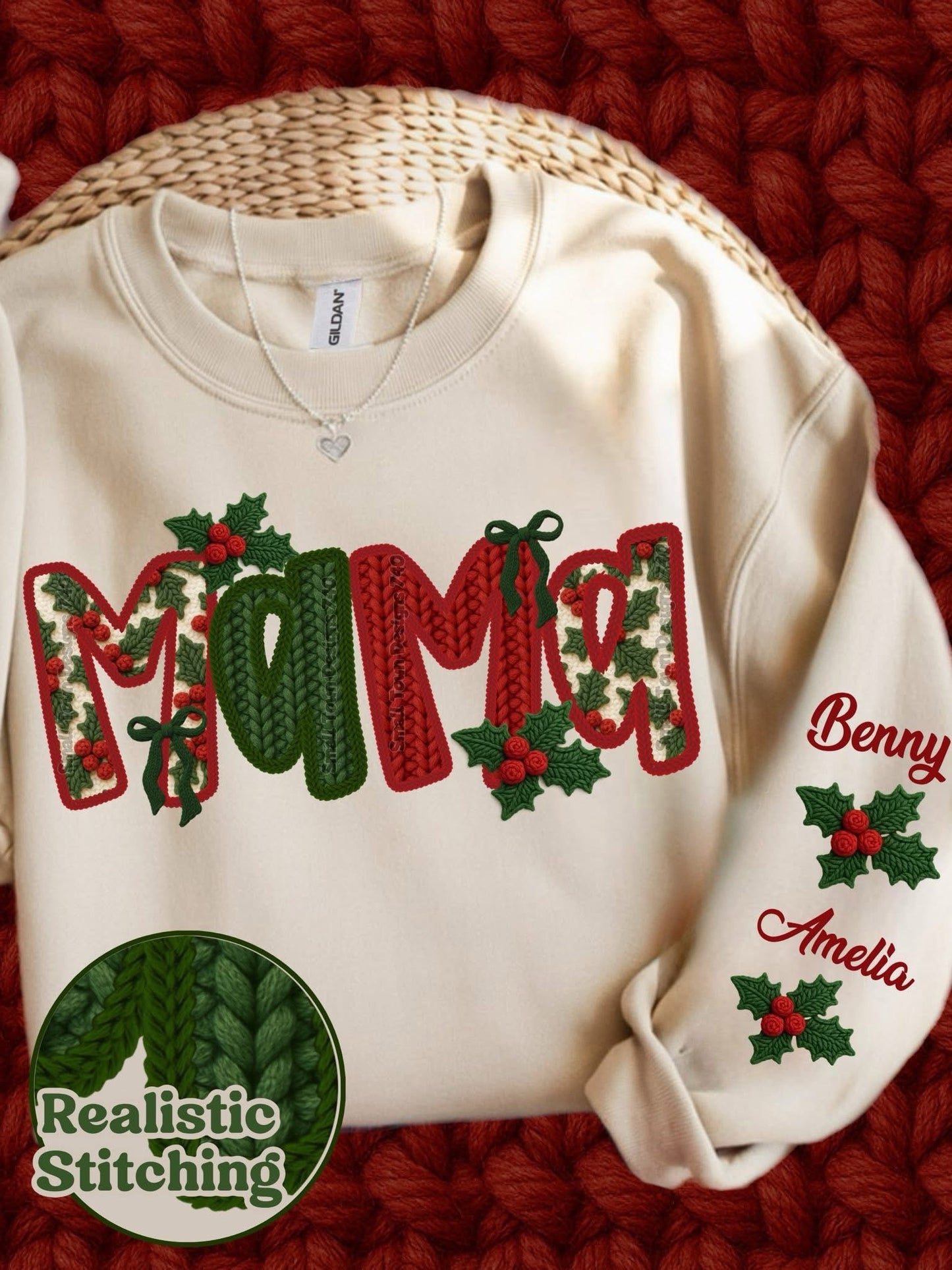 Cozy Christmas Personalized Knit Name Sweatshirt