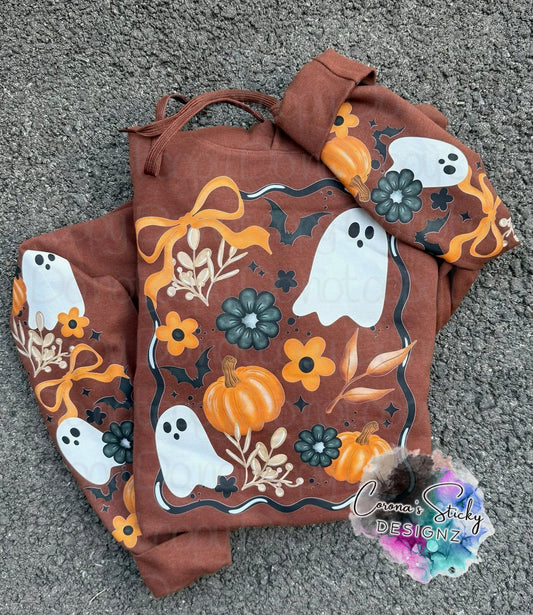 Ghost pumpkin frame fall