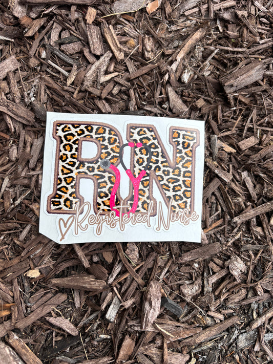 5" Registered Nurse leopard pink stethoscope decal car laptop UV proof