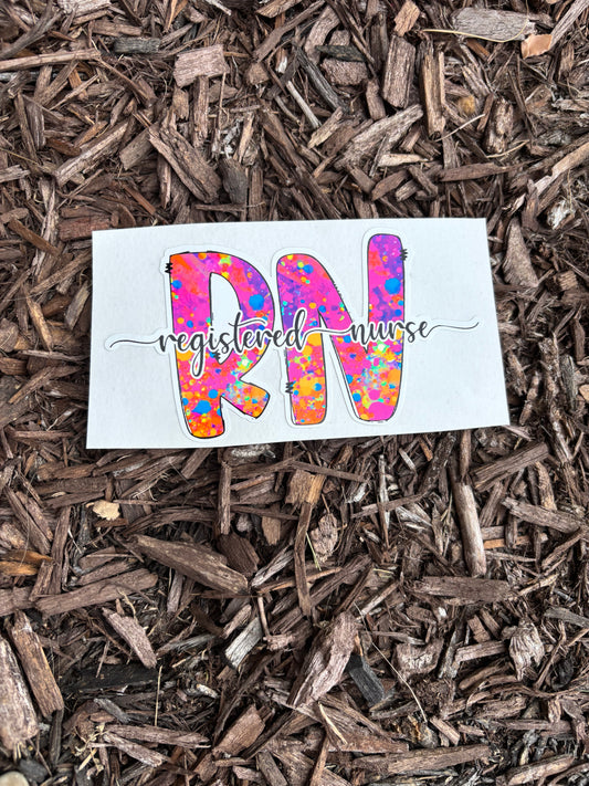 5" Registered Nurse pink purple dots decal car laptop UV proof