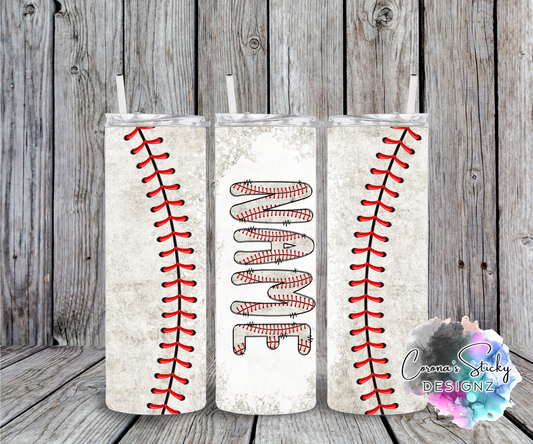 Baseball and baseball style doodle letters customized tumbler