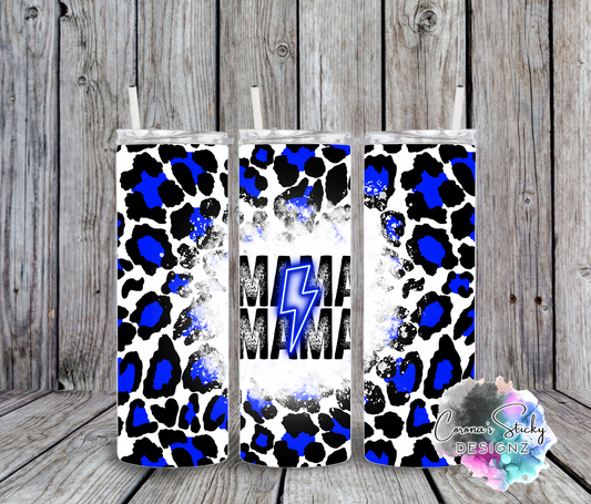 Mama leopard blue tumbler