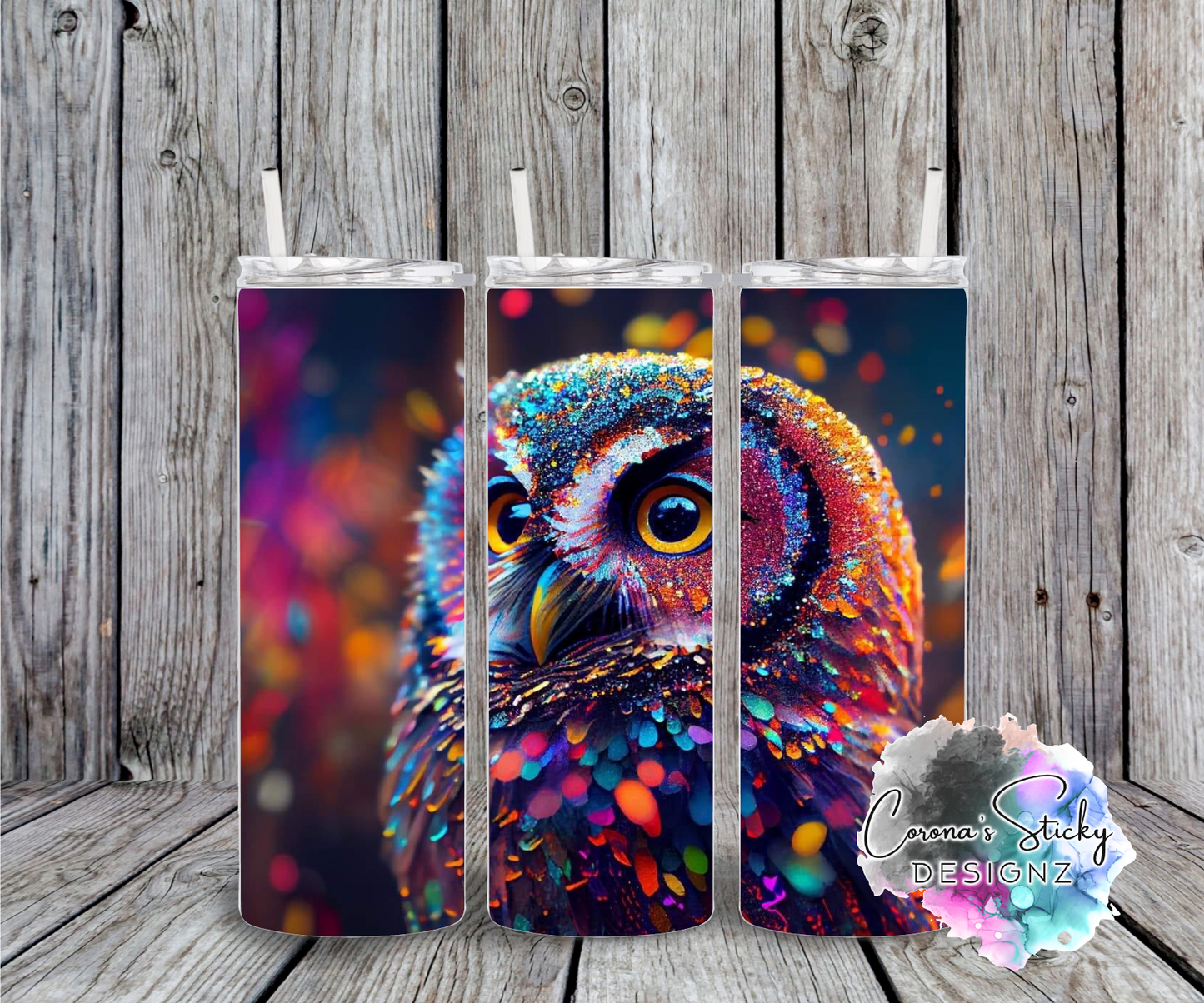 Colorful owl customized tumbler