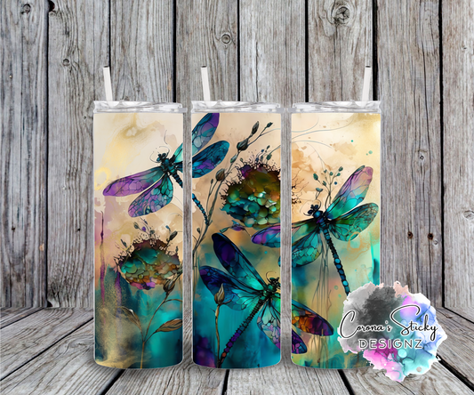 Watercolor dragonfly customized tumbler