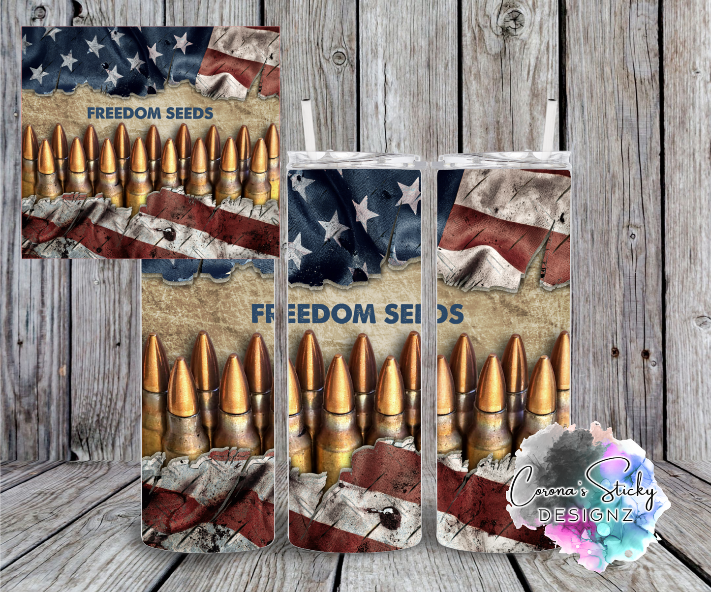 Freedom seeds American flag customized tumbler