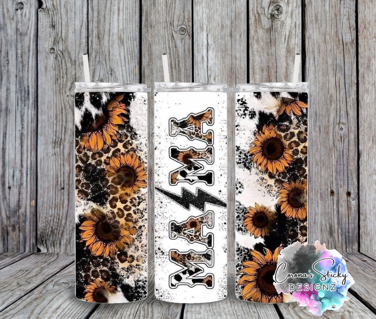 Sunflower mama leopard customized tumbler