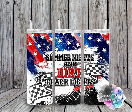 Summer nights and dirt track lights customized tumbler